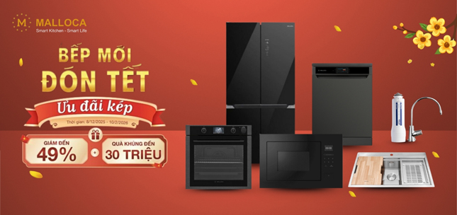 Bếp Mới Đón Tết ưu đãi kép cùng Malloca