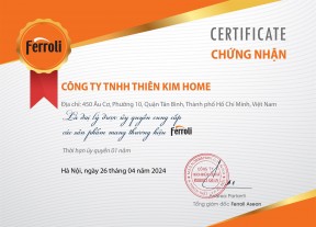 Chứng nhận phân phối Ferroli