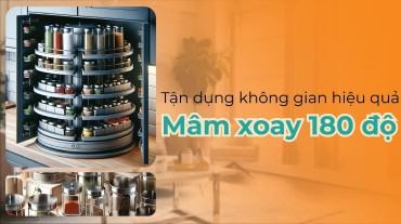 Tận dụng không gian hiệu quả với mâm xoay 180 độ trong tủ bếp