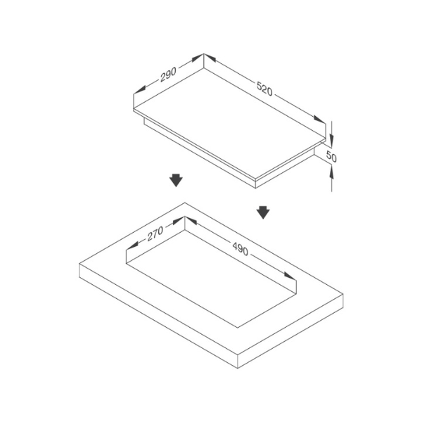 Kích thước Bếp kính âm 1 điện Malloca Domino MDR 301