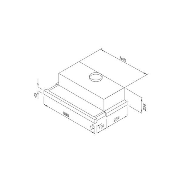 Kích thước Máy hút khói khử mùi âm tủ Malloca MH 60SMC