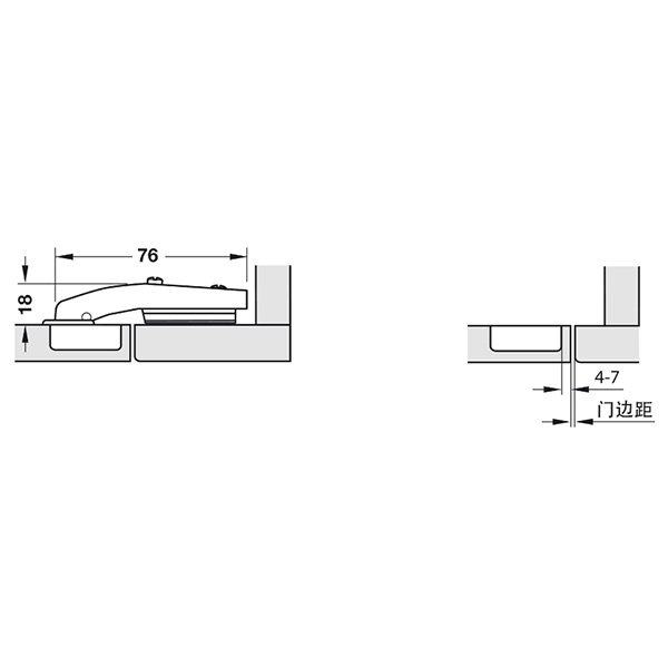 Kích thước Bản lề Hafele góc mù 90° 311.83.514