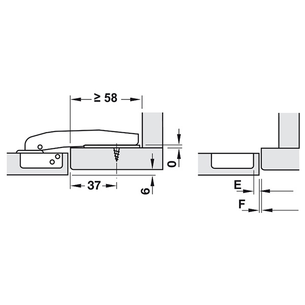 Kích thước 2 - Bản lề Hafele góc mù 90° 311.83.514