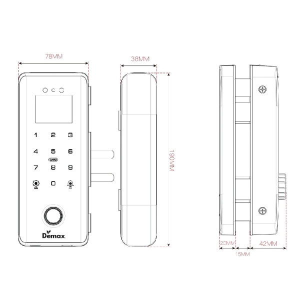 kích thước Demax SL900 G Black APP Wifi Remote