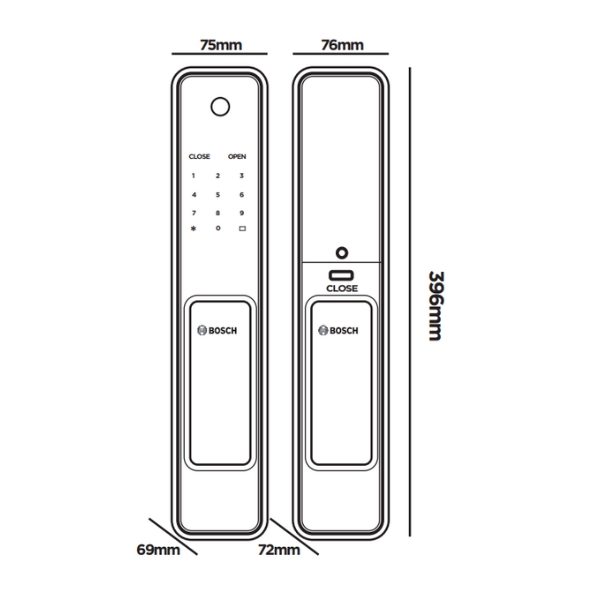 Kích thước khóa điện tử BOSCH EL 500 EU GRAY