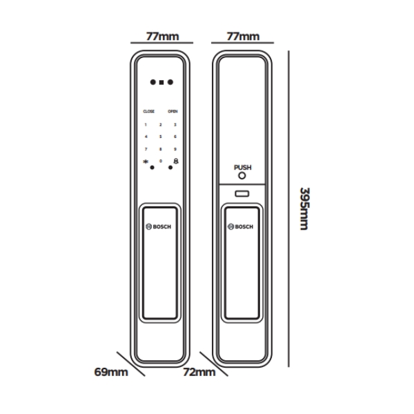 Kích thước khóa điện tử BOSCH EL 600F EU GOLD APP