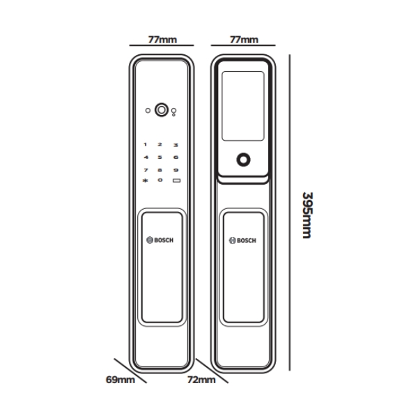 Kích thước khóa điện tử BOSCH EL 600VF EU GRAY APP