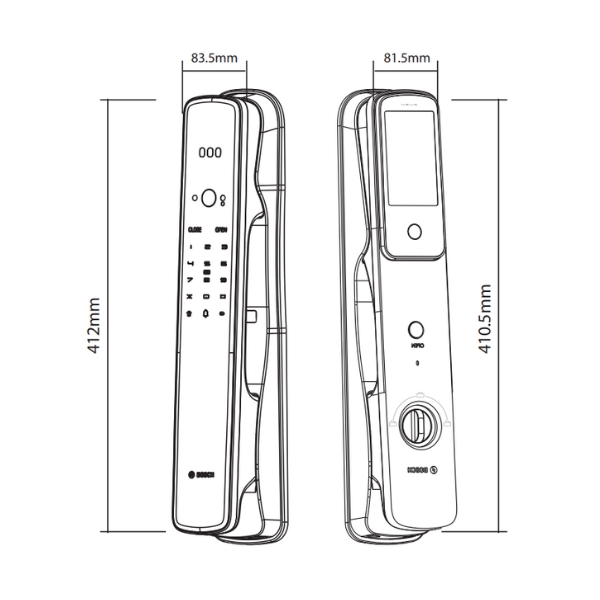 Kích thước khóa điện tử BOSCH EL 800VF EU APP