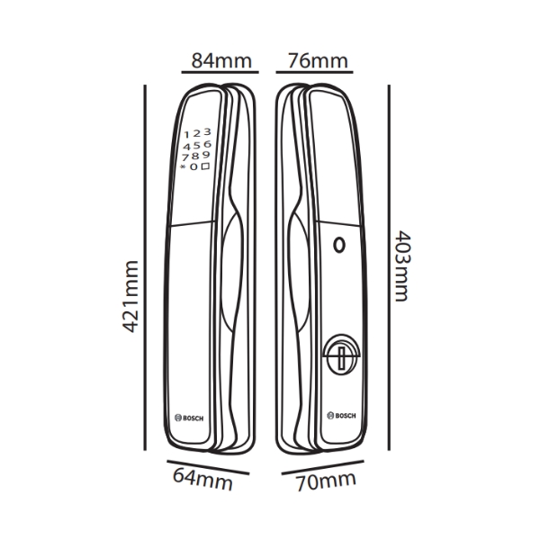 Kích thước khóa điện tử BOSCH EL 800X EU