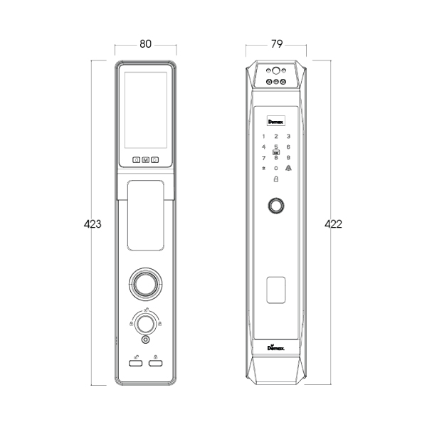 kích thước Khóa thông minh nhận diện khuôn mặt Face ID-3D Demax SL968 CNC Grey APP Wifi