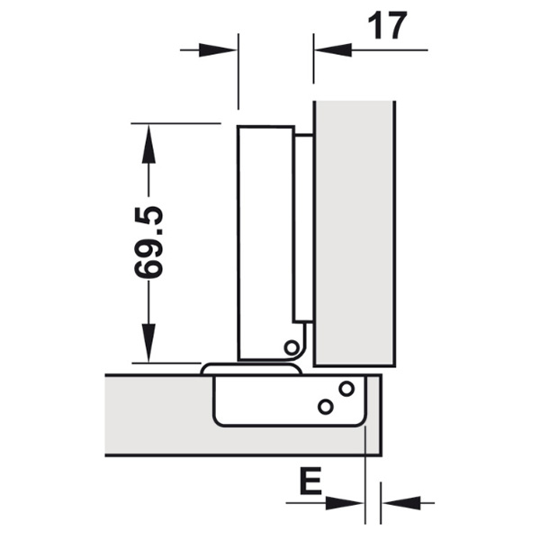 Bản lề giảm chấn Hafele cho gỗ dày 25mm Trùm ngoài 315.08.850