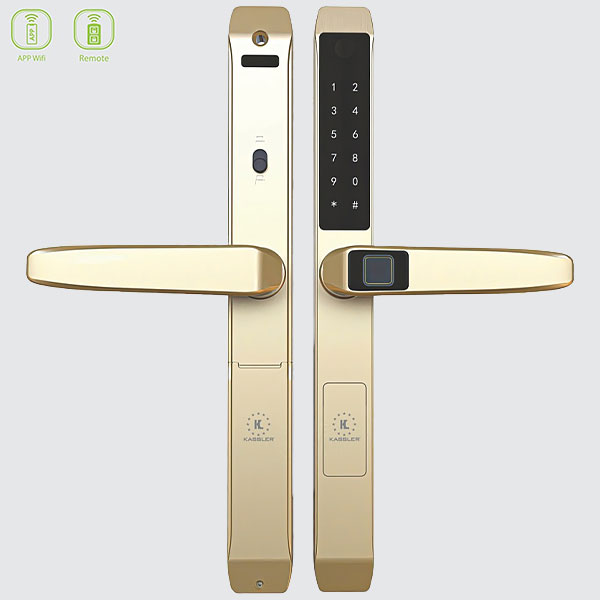 Khóa cửa nhôm Kassler KL-599TD Champage Gold App Remote Khóa cửa nhôm Kassler KL-599TD Champage Gold App Remote