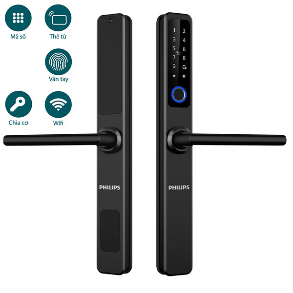 Khóa điện tử Philips DDL608-5HWS - đen
