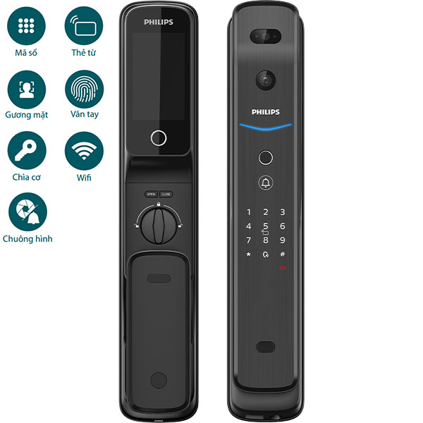 Khóa điện tử Philips DDL709-7HWS - Đen