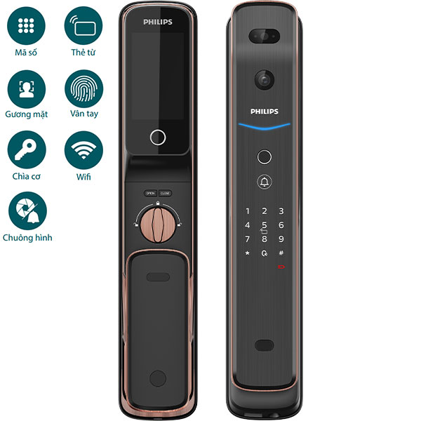 Khóa điện tử Philips DDL709-7HWS - Đồng