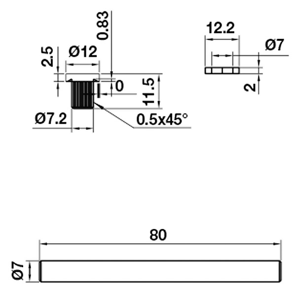 Kích thước 1 -Bản lề lá 102x76x2.5mm Hafele 926.20.346