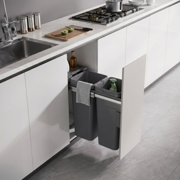 Bối cảnh Thùng Rác Đôi Gắn Cánh Kéo Âm Tủ Grandx XW.D30MD