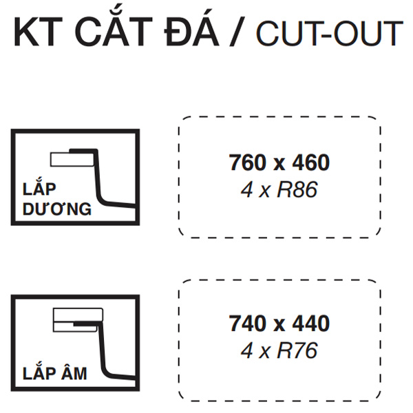 Cắt đá Chậu rửa bát TAKI Series KT7848FS Plus