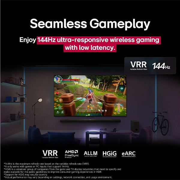 Chơi game TV kết nối không dây LG 65QNED9MASA