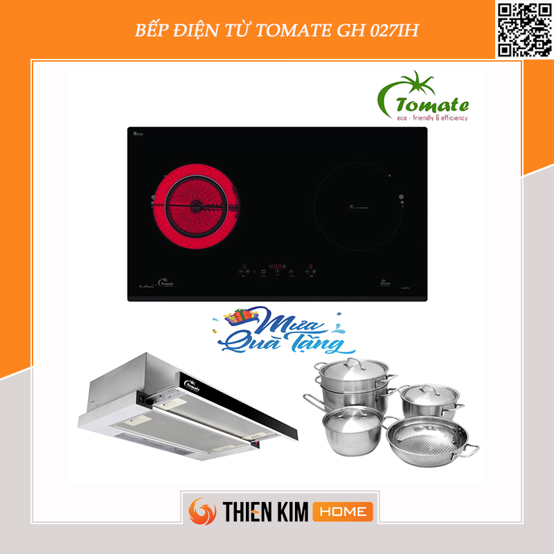 Combo Bếp điện từ tặng máy hút mùi Tomate GH 027IH - TOM 1151