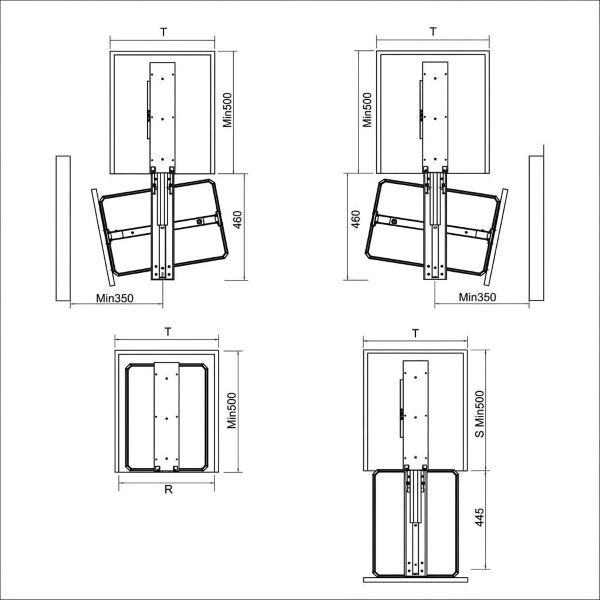 Kích thước Tủ Đồ Khô Cánh Rút/Xoay Titanium Grandx XPR.400T