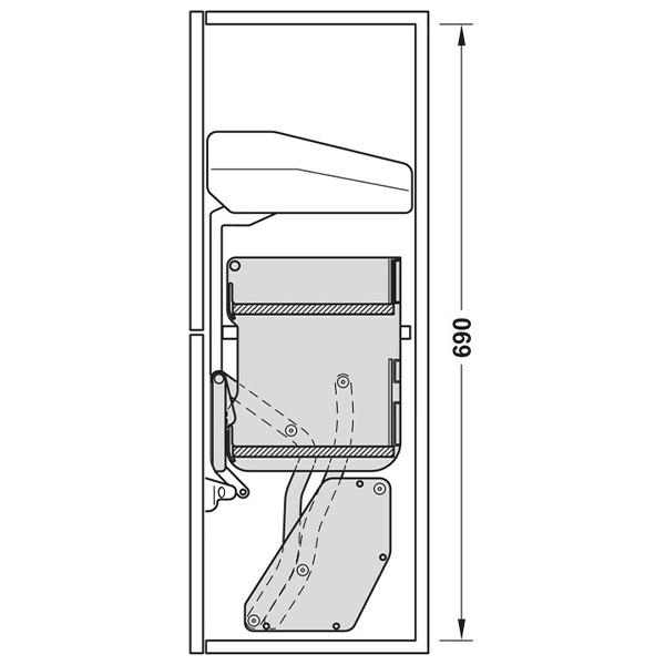Kích thước 2 Rổ nâng hạ 2 tầng Hafele 504.68.373