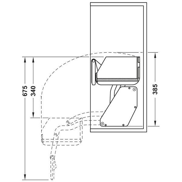 Kích thước 3 Rổ nâng hạ 1 tầng Hafele 504.68.372