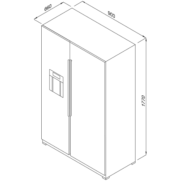 kích thước Tủ lạnh Side by Side Malloca MF-547 SIM
