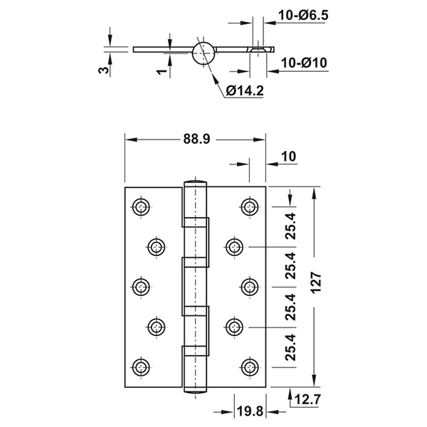 Kích thước Bản lề lá Hafele 926.20.121