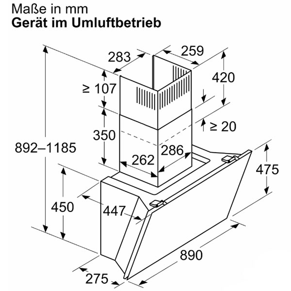 kích thước Bosch DWK91LT60 series 8