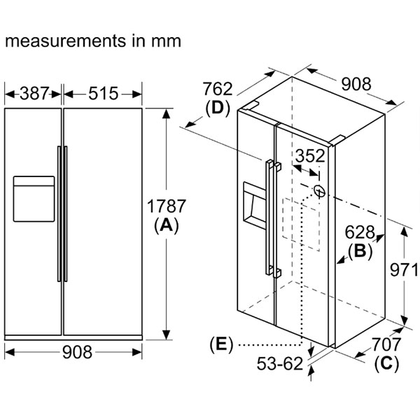 kích thước Bosch KAD93ABEP Series 6