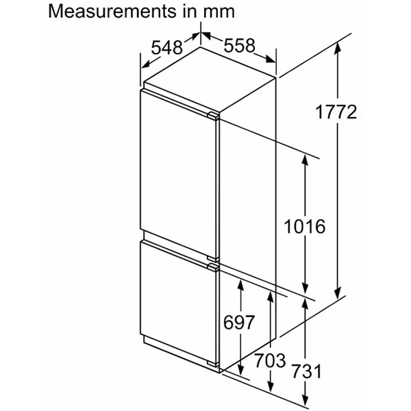 kích thước Bosch KIN86ADD0 Series 6
