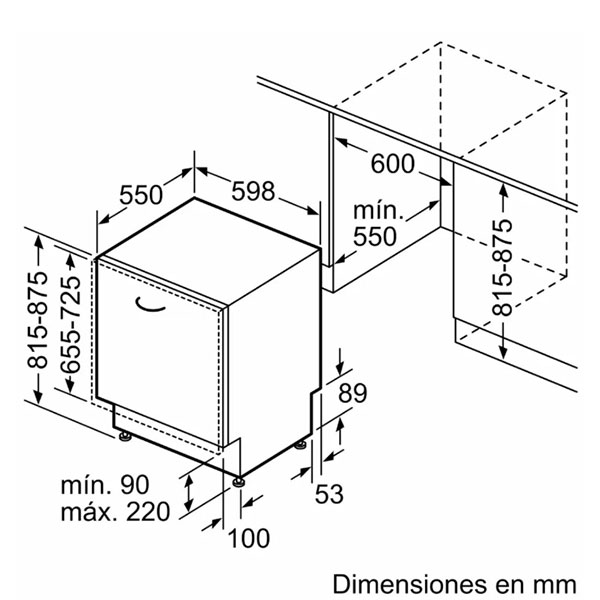 kích thước Bosch SMV6ZCX10E series 6