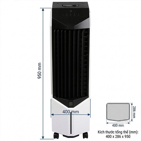 kích thước Quạt điều hòa Boss S102