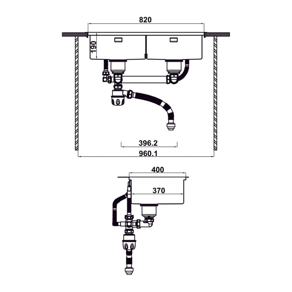 kích thước dưới chậu Hafele 567.94.058