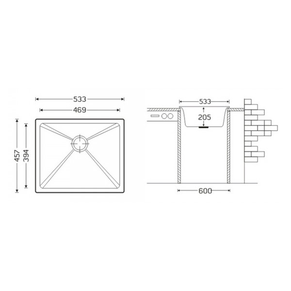 kích thước Chậu rửa chén Cayrysil SAA1-01