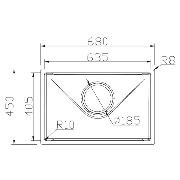Kích thước Chậu rửa chén  Handmade Grandx GX6845V