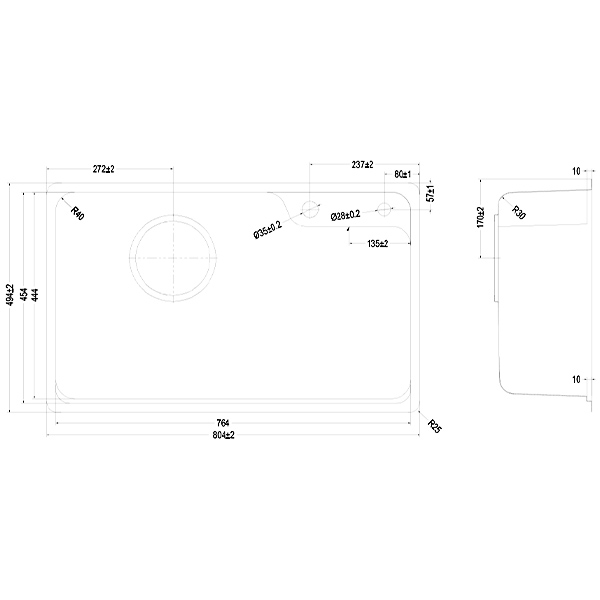 Kích thước Chậu rửa bát HARU Series KH8050ST Plus