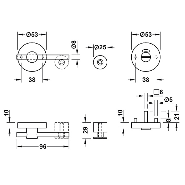 Kích thước Chốt xanh đỏ Hafele 988.98.140