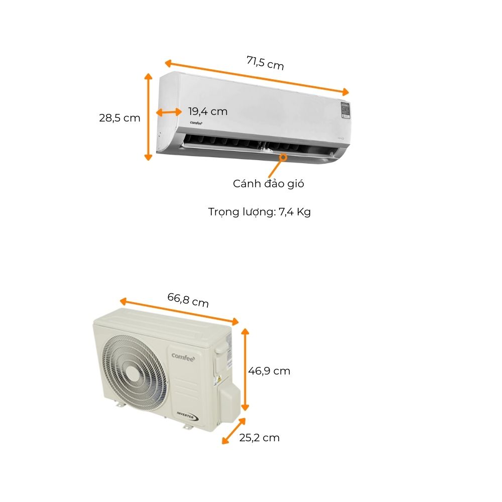 Kích thước Comfee CFS-10VAF