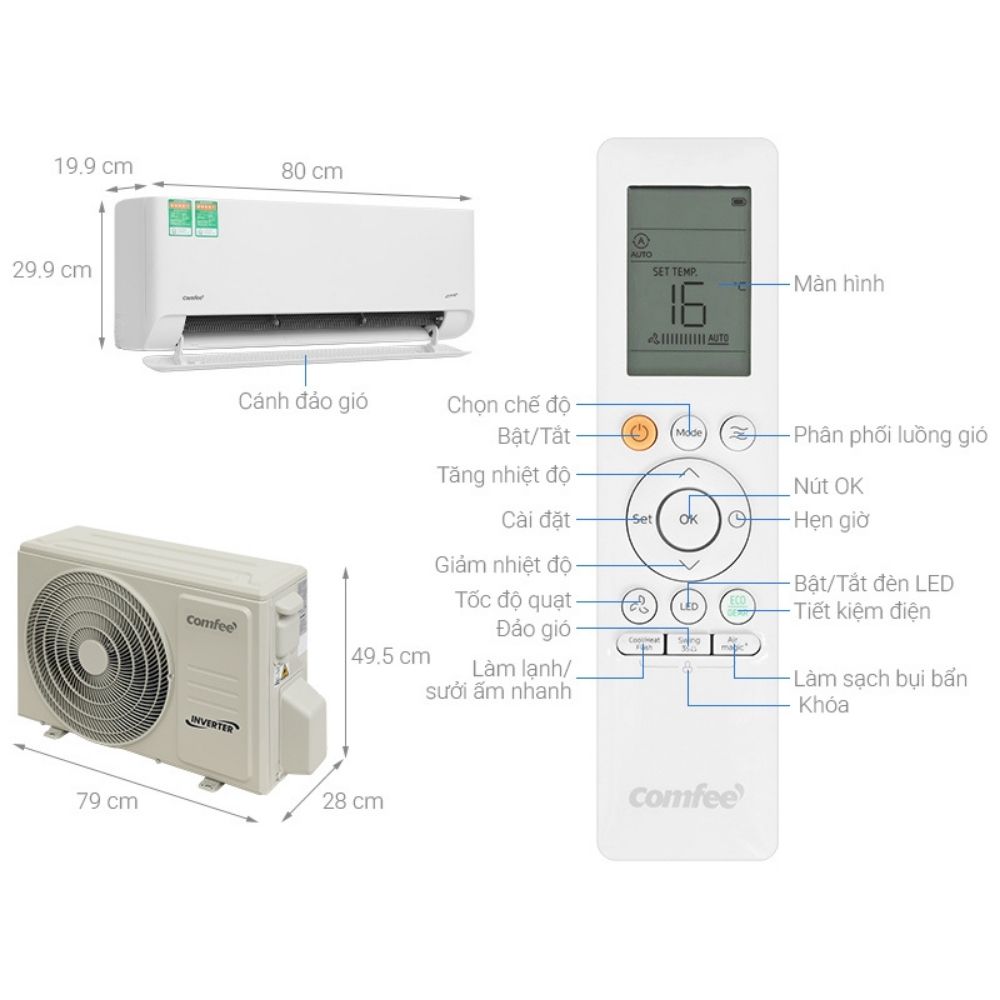 Kích thước Comfee CFS-10VCB1