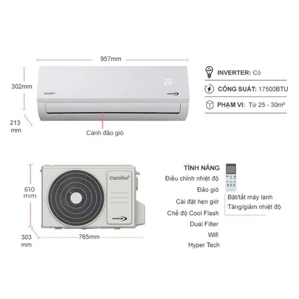 Kích thước Comfee CFS-18VAF