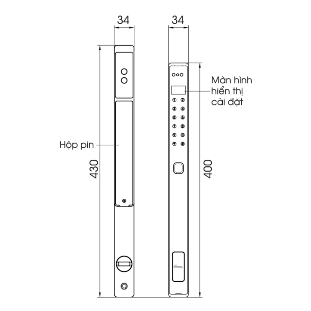 Kích thước Demax EL-MS908 BL CNC Wifi App
