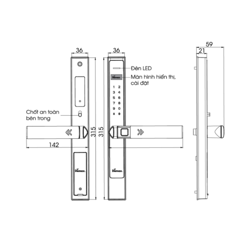Kích thước Demax EL689 BL Wifi App