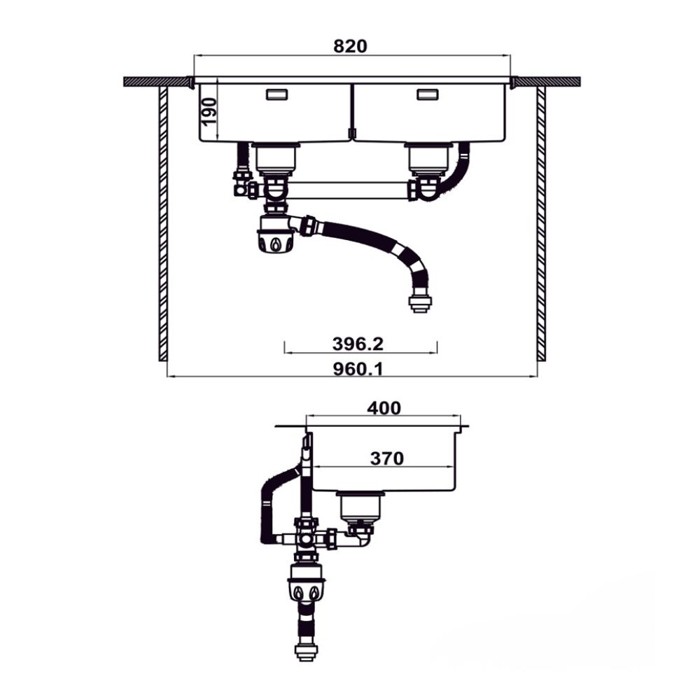 kích thước dưới chậu Hafele 567.94.024