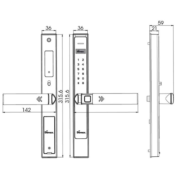 kích thước Khóa điện tử Demax EL688 BN Wifi