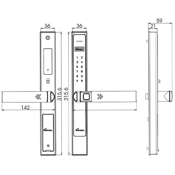 kích thước Khóa điện tử Demax EL688 GS Wifi