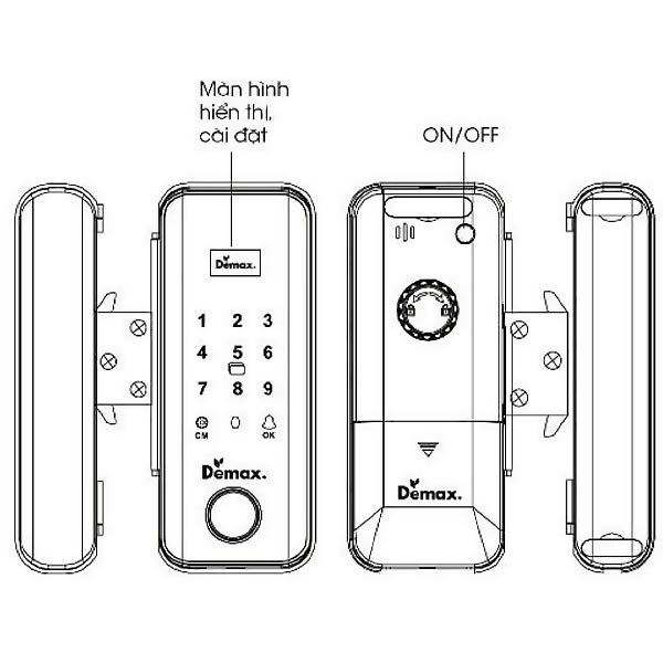 kích thước Khóa điện tử Demax EL800G AC Remote