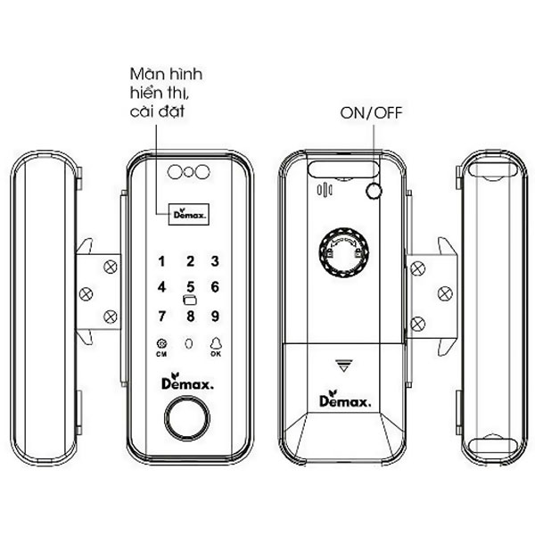 kích thước Khóa điện tử Demax EL900G BL App Wifi