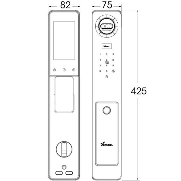 kích thước thước Khóa điện tử Demax EL915 GS CNC Remote